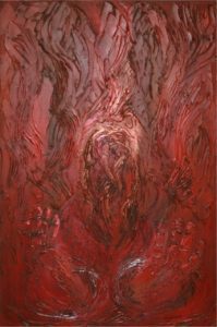 Abstract painting of Moses and the burning bush