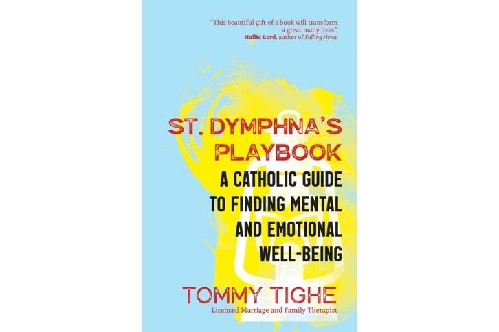 Yellow and blue book cover for St. Dymphna's Playbook